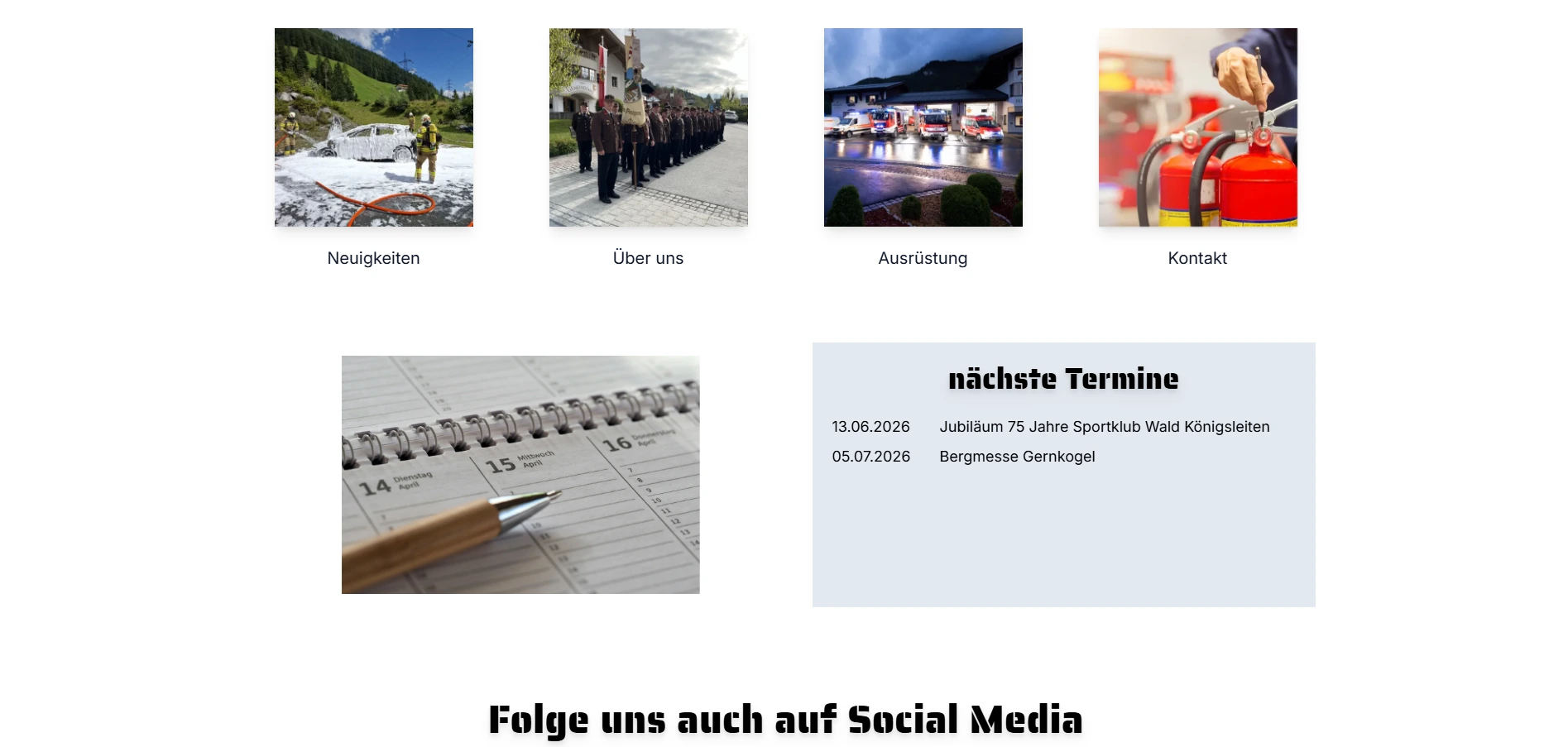 Termine, Einsätze und mehr Informationen auf der neuen Website der Freiwilligen Feuerwehr Wald im Pinzgau
